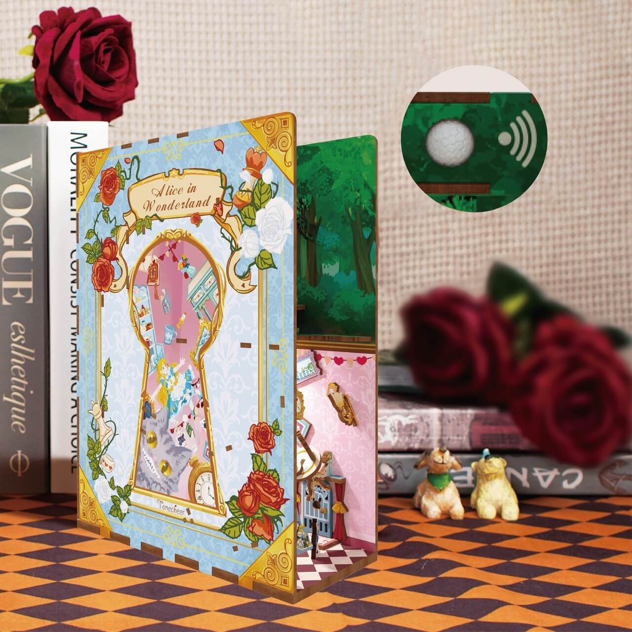 Alice in Wonderland Book Nook Tonecheer