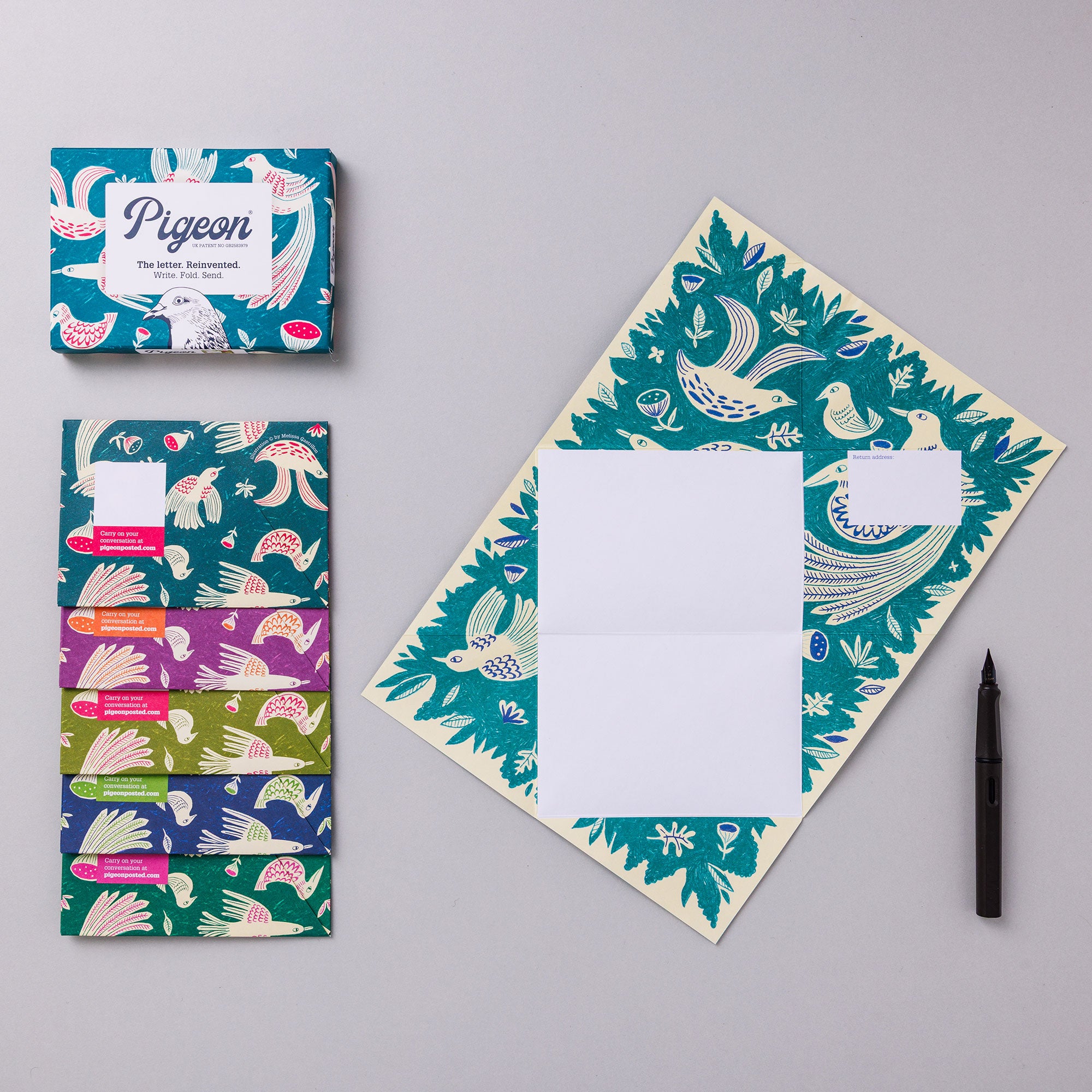 Fig and Feather Pigeons Folded Letter Writing Set