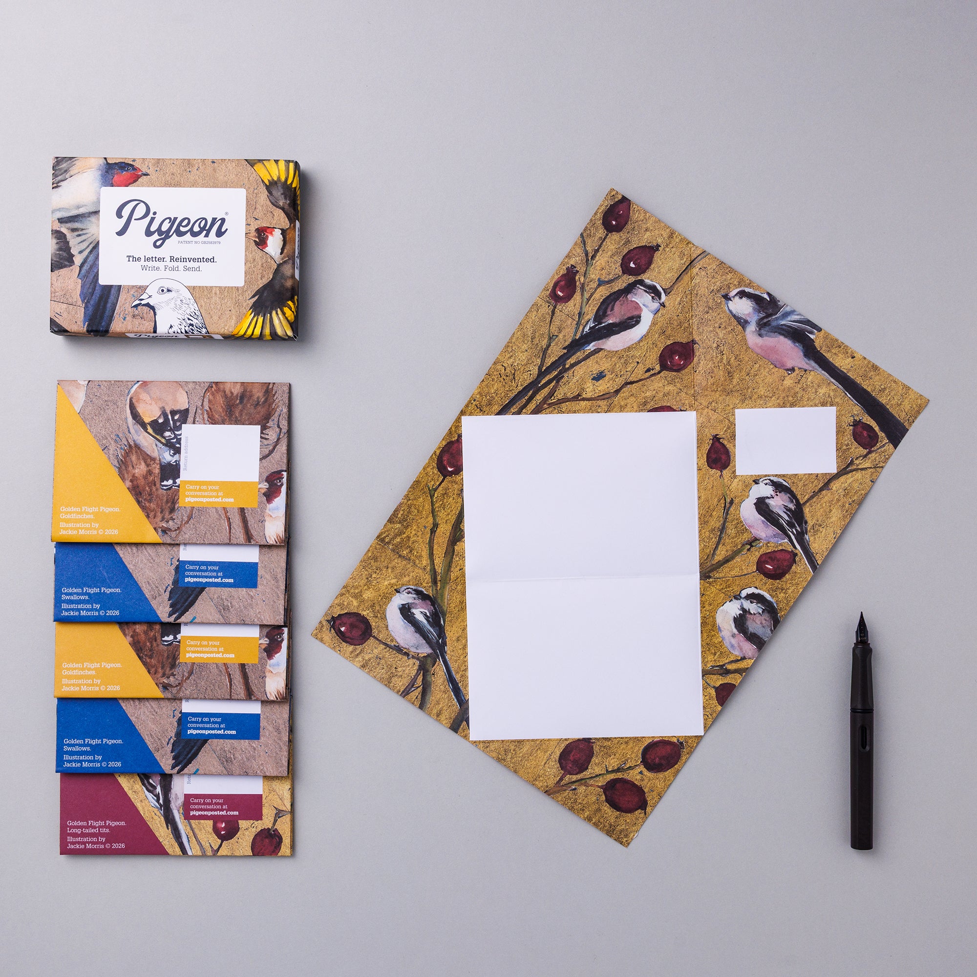Golden Flight Pigeon Folded Letter Writing Set