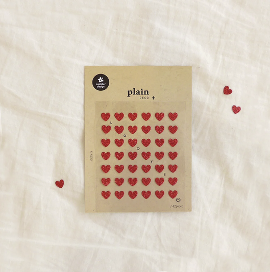 1618 - Suatelier Plain Stickers - Red Hearts