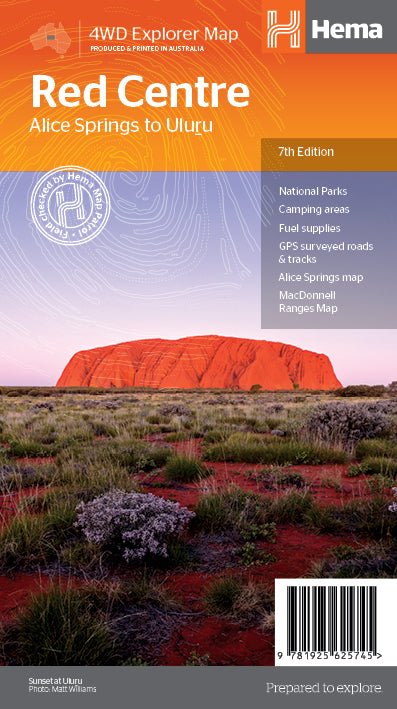 Red Centre: Alice Springs to Uluru 4WD Explorer Map 7th Edition HEMA