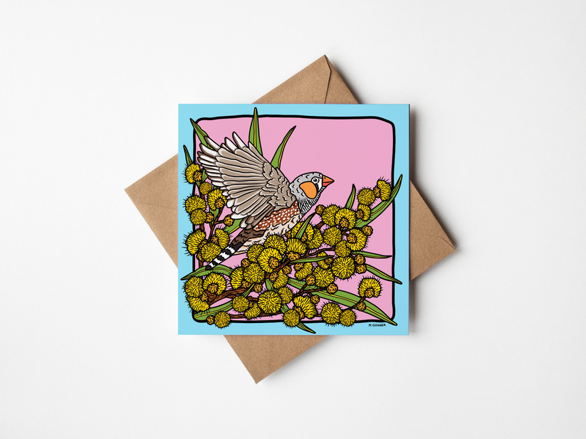 Melanie Gunner - Zebra Finch Greeting Card