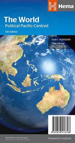 Map world political pacific centred map 13th ed - Red Kangaroo Books