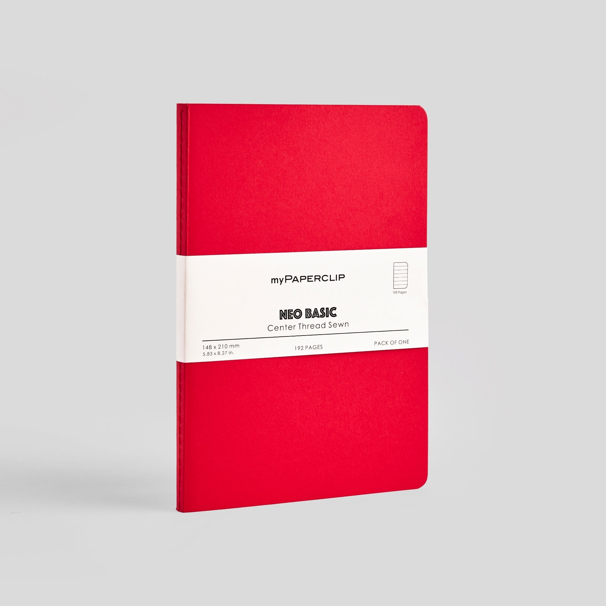 Neo Basic Centre Thread Sewn A5 Notebook Red - Lined