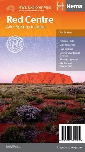 Red Centre: Alice Springs to Uluru 4WD Explorer Map 7th Edition HEMA - Red Kangaroo Books - 9781925625745