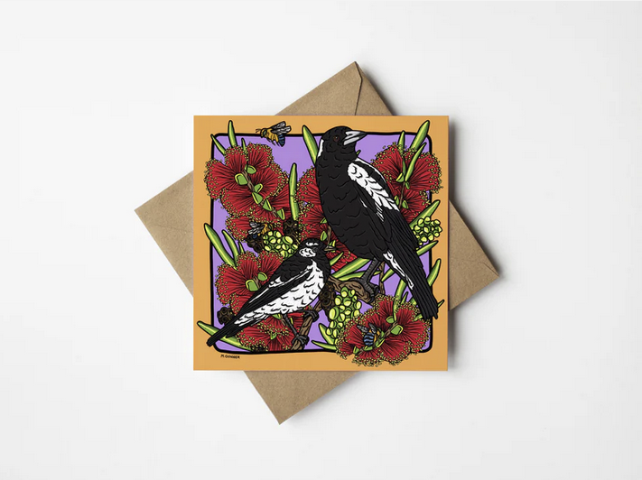 Melanie Gunner - Magpies Greeting Card