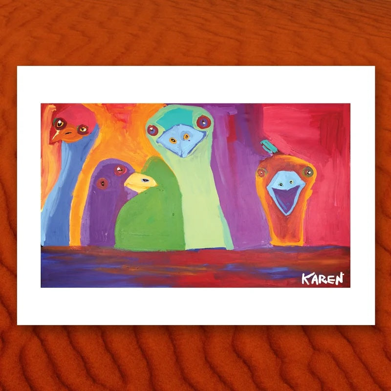 Emus Tea Towel by Karen Napaljarri Barnes 'Karen Loves Animals' Collection
