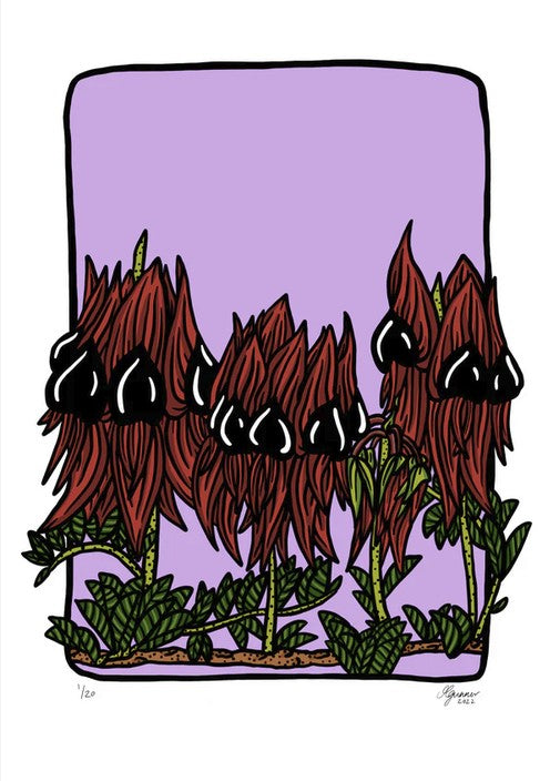 Desert Pea A4 Art Print by Melanie Gunner
