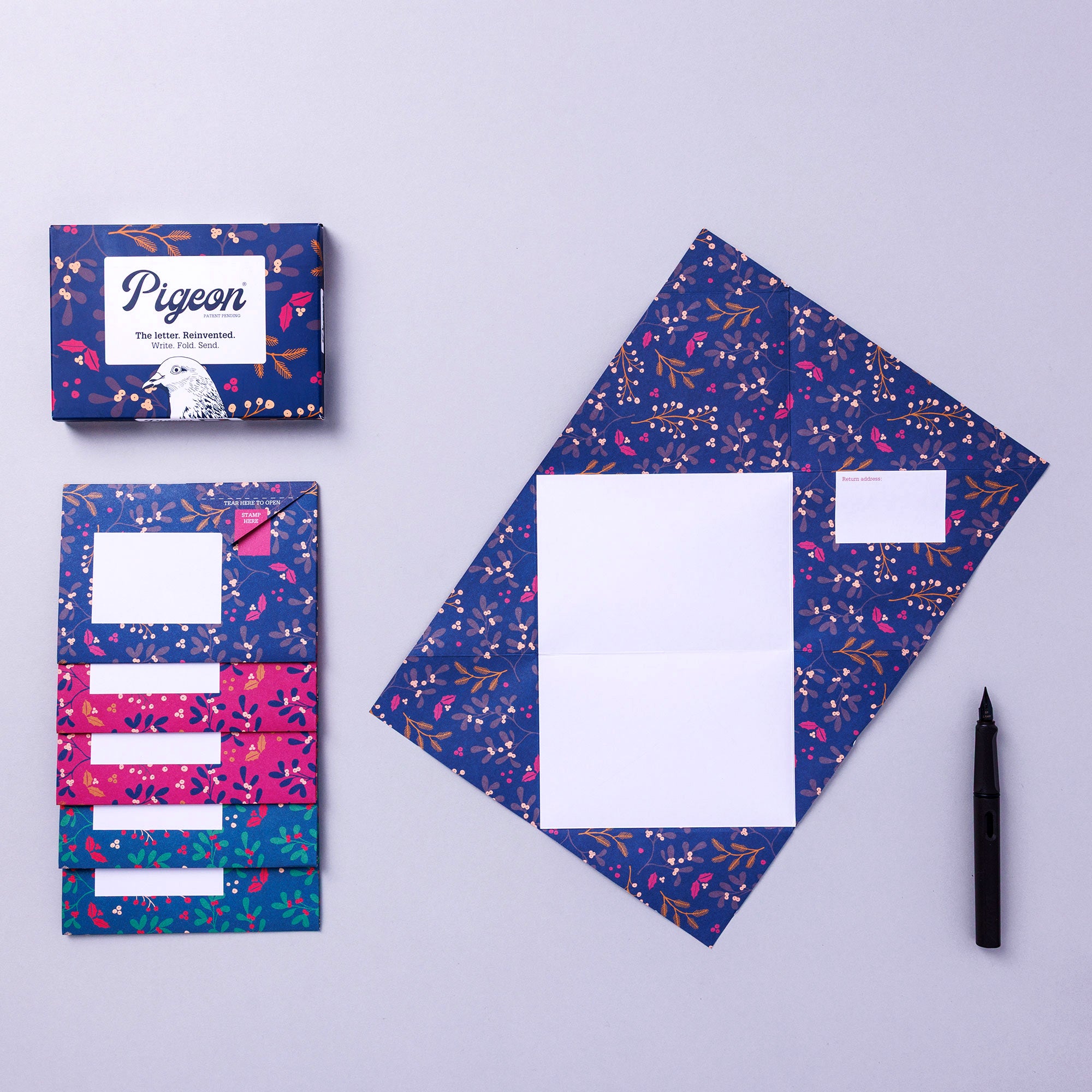 Winter Berries Pigeon Folding Letter Writing Set