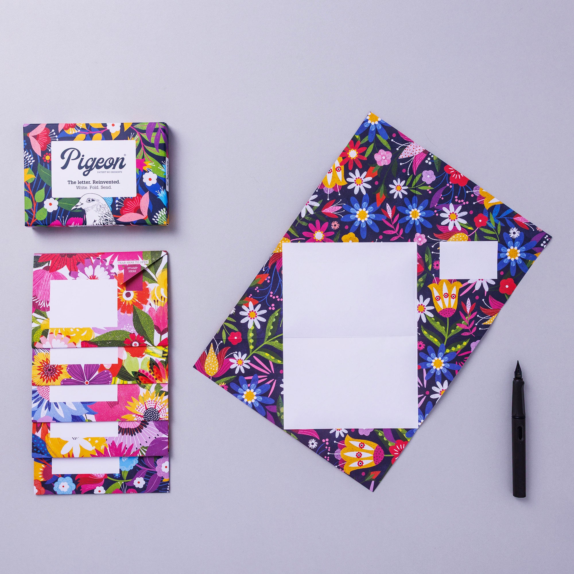 Floral Fantasia Pigeons Folded Letter Writing Set
