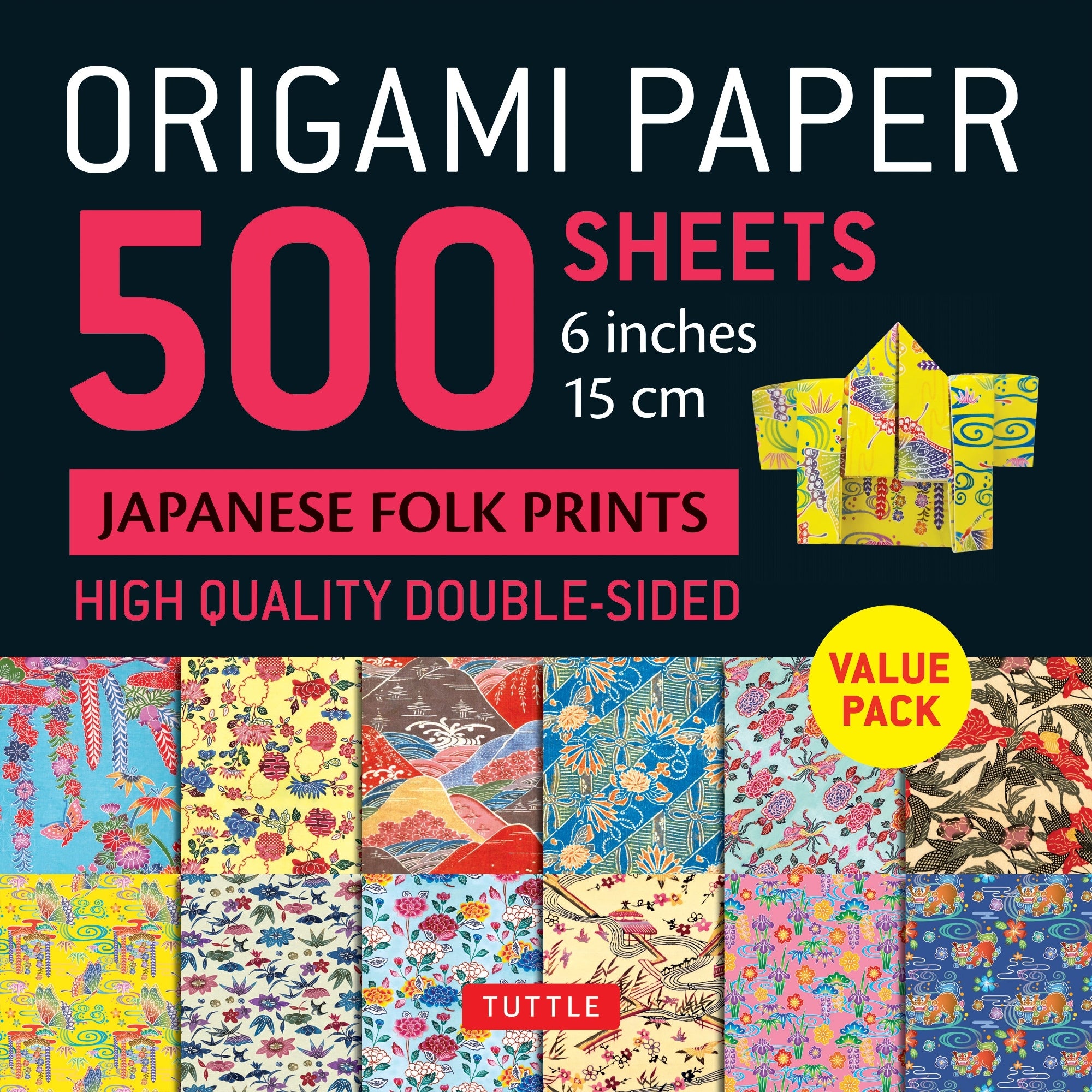 Origami Paper 500 sheets Japanese Folk Prints 6" (15 cm)