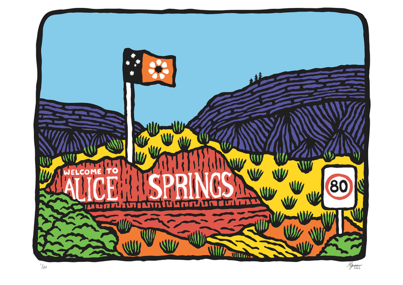 Welcome to Alice Springs - Alice Spring Art Collection Melanie Gunner Print A4