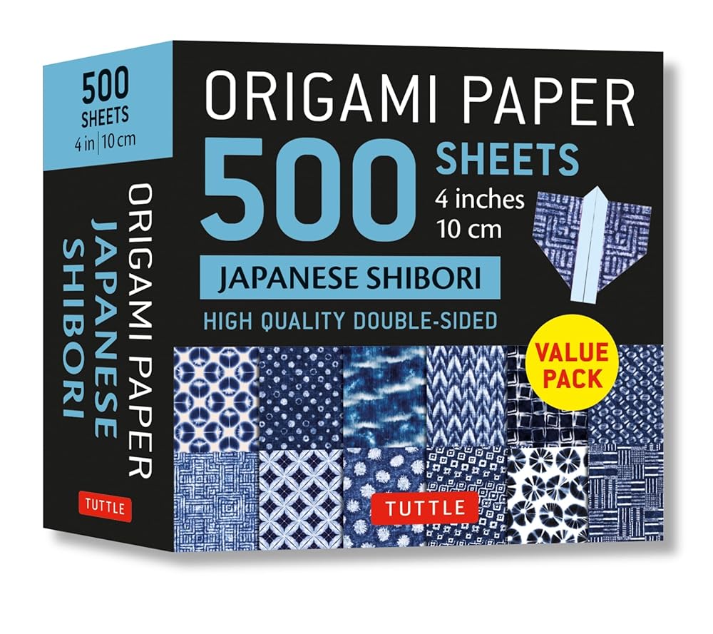 Origami Paper 500 sheets Japanese Shibori 4" (10 cm): Tuttle Origami Paper: Double - Sided Origami Sheets Printed with 12 Different Blue & White Patterns by Tuttle Studio - Red Kangaroo Books - 9780804854245