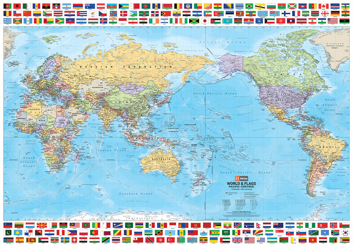 World & Flags Wall Map - Red Kangaroo Books